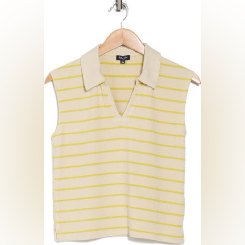 SLENDID LYON SLEEVELESS POLO SWEATER - BLUE STRIPE & YELLOW STRIPE AVAILABLE LG